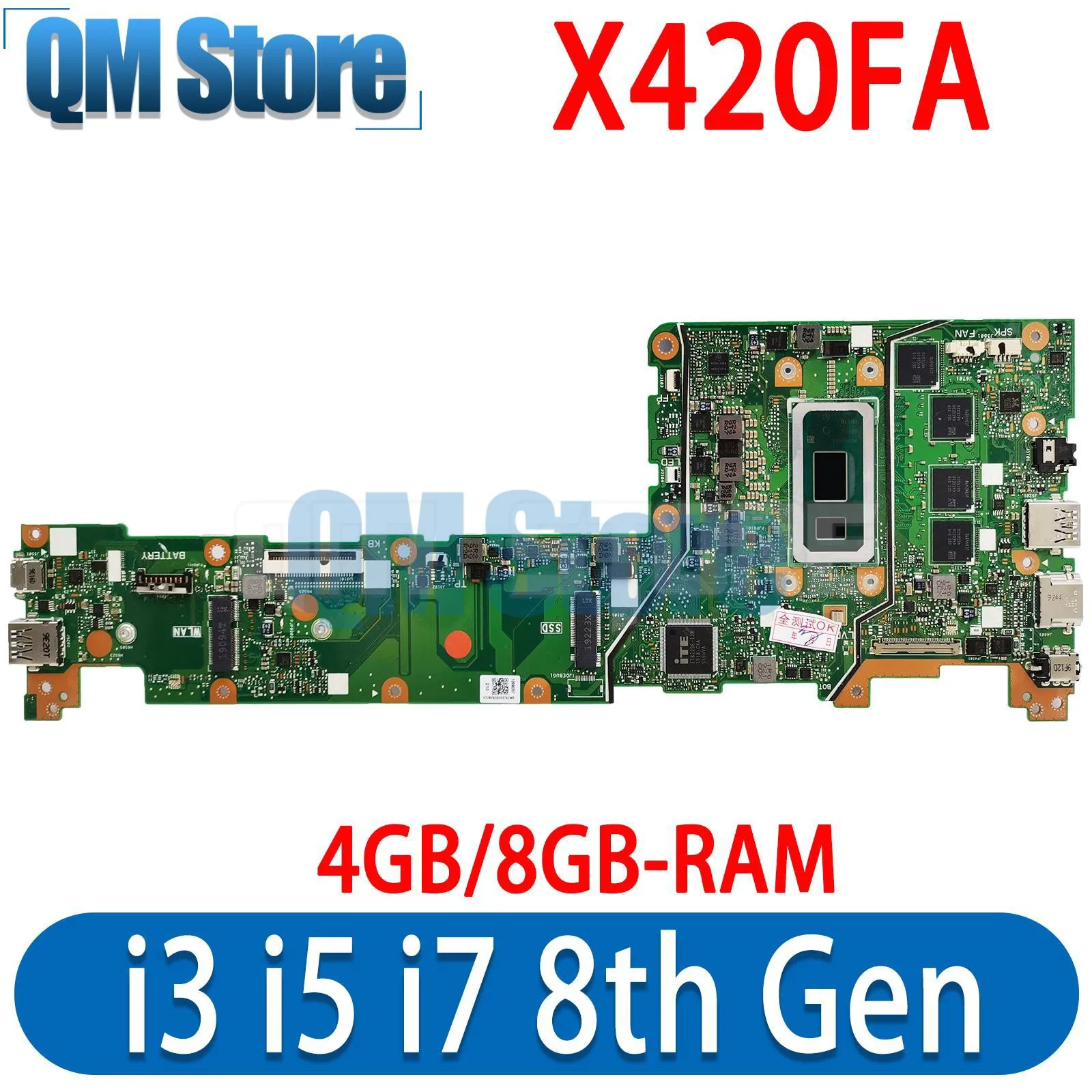 

X420FA Mainboard CPU I3 I5 I7 8th Gen For ASUS Vivobook 14 X420 A420FA X420F F420FA Laptop Motherboard 4GB/8GB-RAM MAIN BOARD