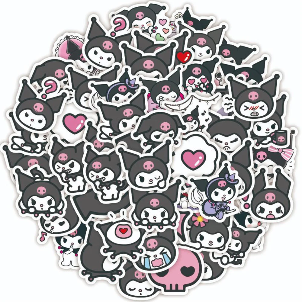 10/20/40/80pcs Kawaii My Melody Kuromi Cartoon Stickers Decals Decorative Scrapbooking Phone Guitar Cute Sticker for Girls Kids