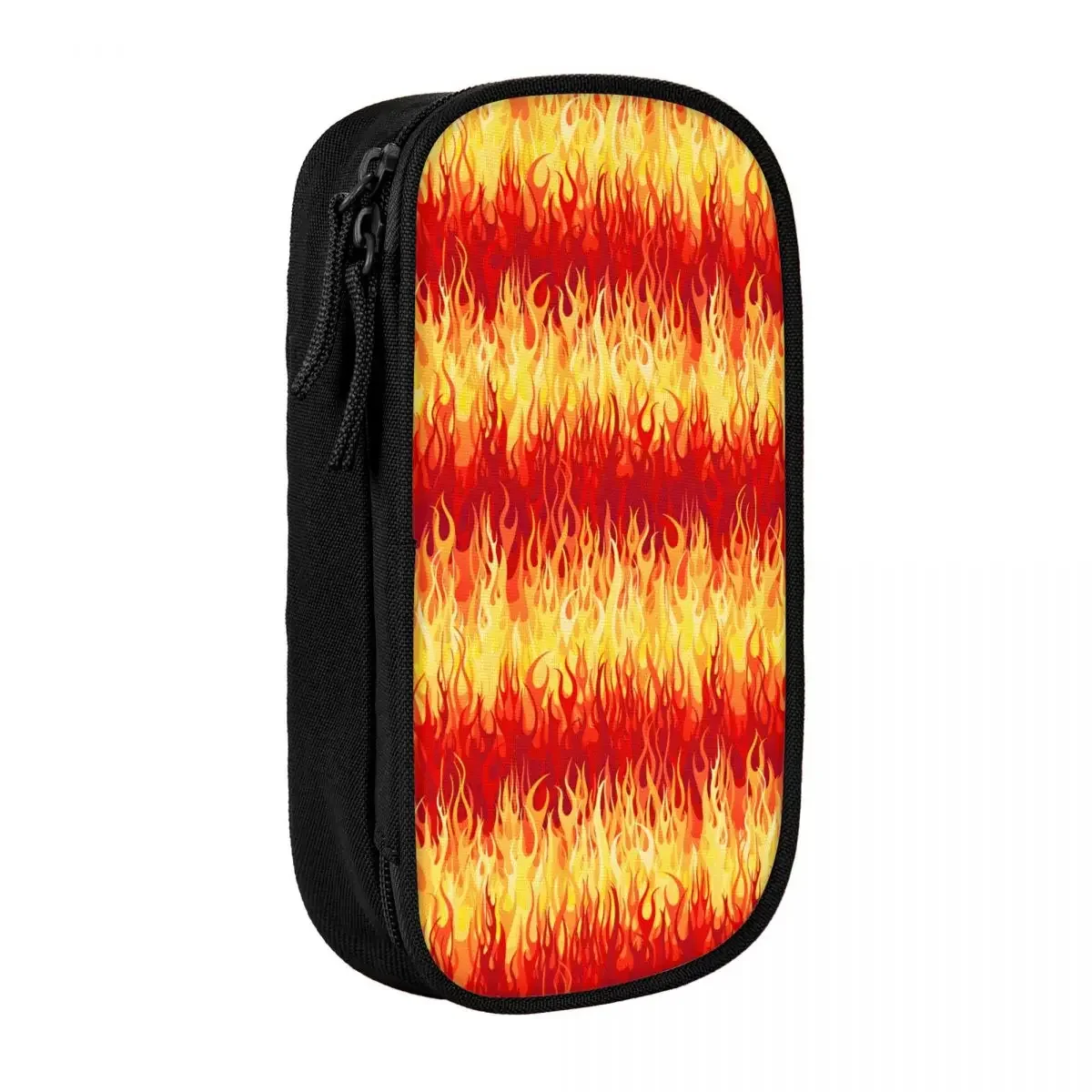 Custom Korean Hot Fire Red Burning Flames Pattern Pencil Case for Boys Gilrs Large Storage Pen Box Bag Stationery