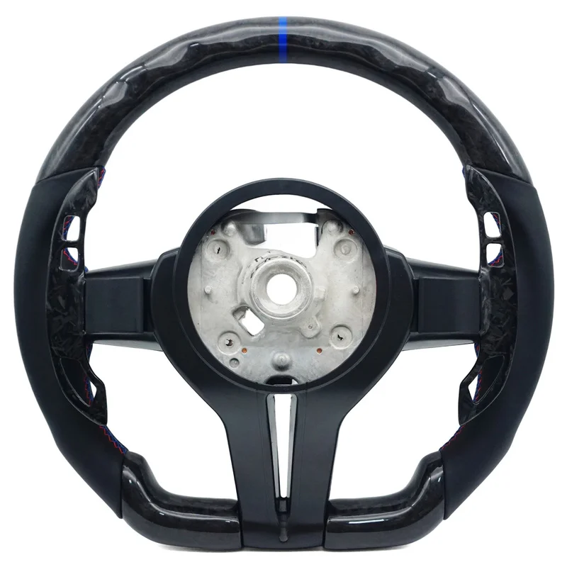 For BMW Steering Wheel Horn Cover 3 Series Forged Carbon Fiber Three Color Line Blue Center Mark Style Horn Shell