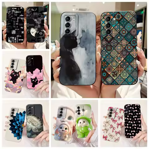 For Samsung Galaxy S21 FE Case S21 Plus Cute Cat Grid Pattern Cover Soft Silicone Case For Samsung S21 Ultra S 21 Plus S21+ Bags
