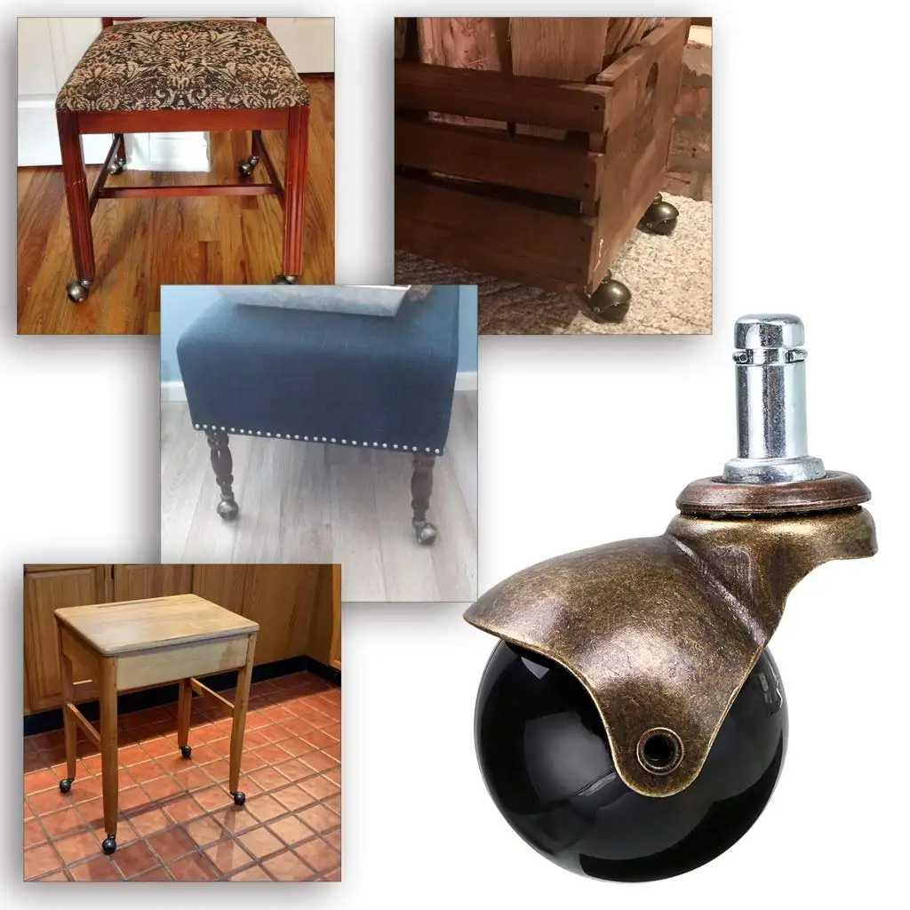 Ruote girevoli con anello di presa da 4 pezzi Ruote girevoli da 2 pollici per mobili Ruote girevoli vintage per scrivania Sedia in legno Supporto da caffè