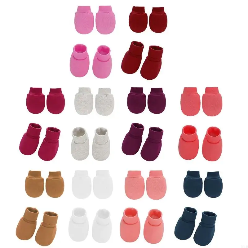 T8UD Baby Soft Cotton Gloves Foot Covers Set Anti Scratching Mittens Socks Gloves