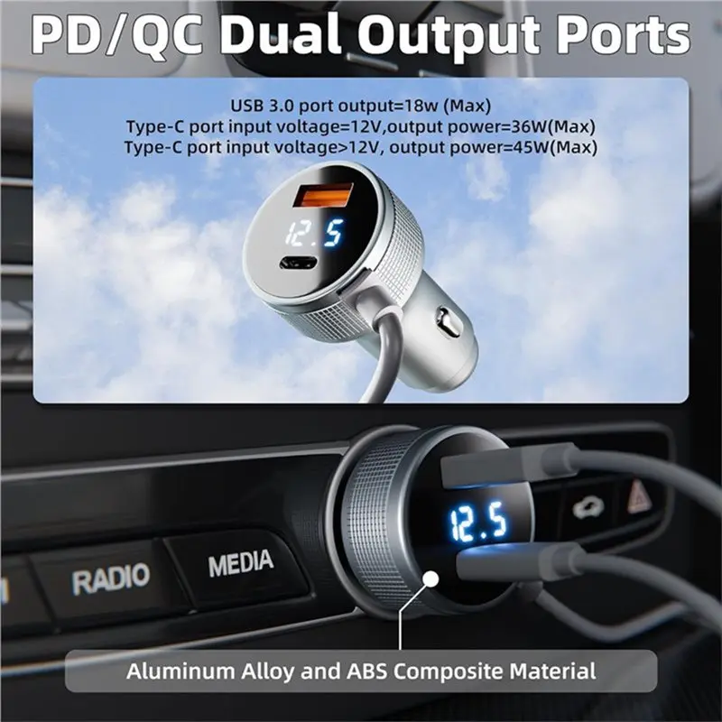 【AC77 Top !! 】Power Cable For Starlink Mini Car Adapter 12-36V DC 120W USB-A/USB-AC Step Up Converter Cigarette Lighter 3 Meter