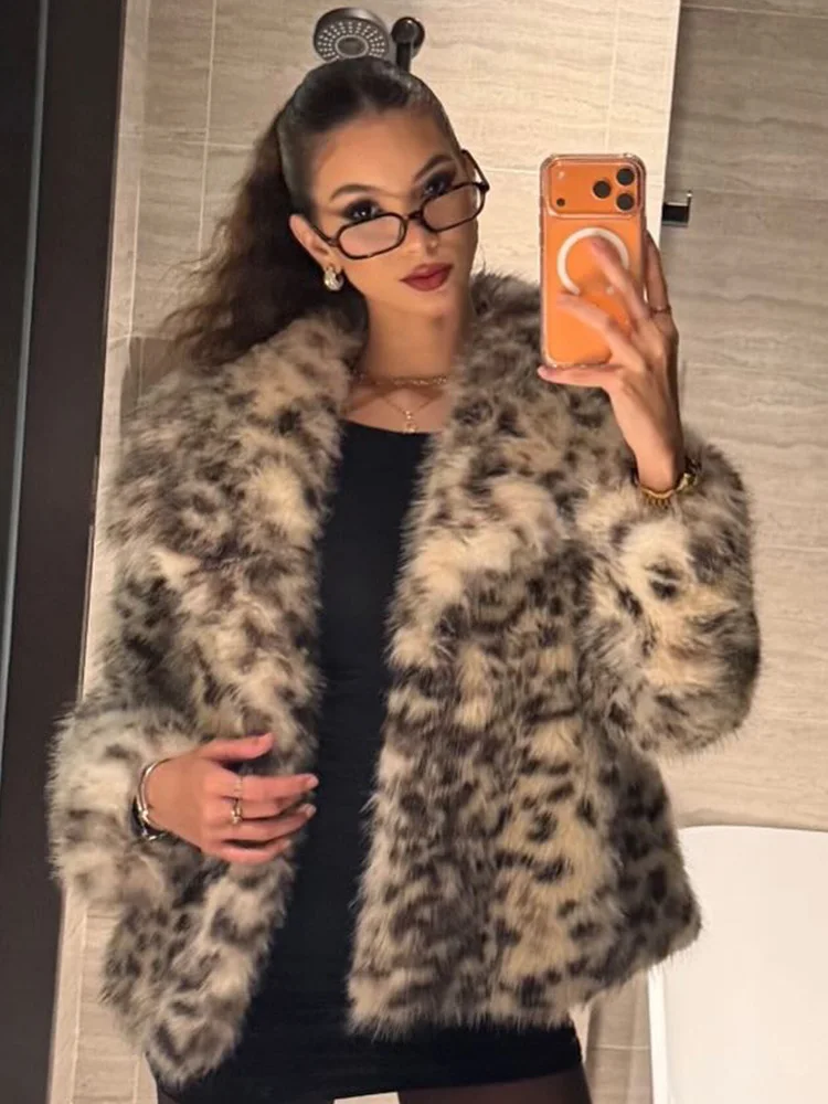 

HH Female Winter Elegant Warm Jackets Print Turn-Down Collar Pockets Single-Breasted Woman's Fashion Long Sleeves Coats 2025