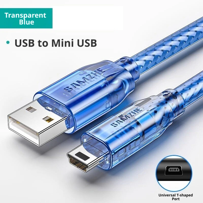 Cabo de Dados Mini USB SAMZHE com Conexão T-Port, Carregador Adequado para Câmera Canon CCD, Câmera Veicular, Disco Rígido Portátil, Rádio MP3