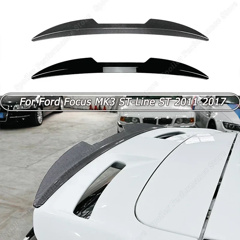 Car Rear Trunk Roof Lip Spoiler Wings ABS Gloss Black Body Kits Tuning For Ford Focus MK3 ST-Line ST 2011-2017 Style Accessories