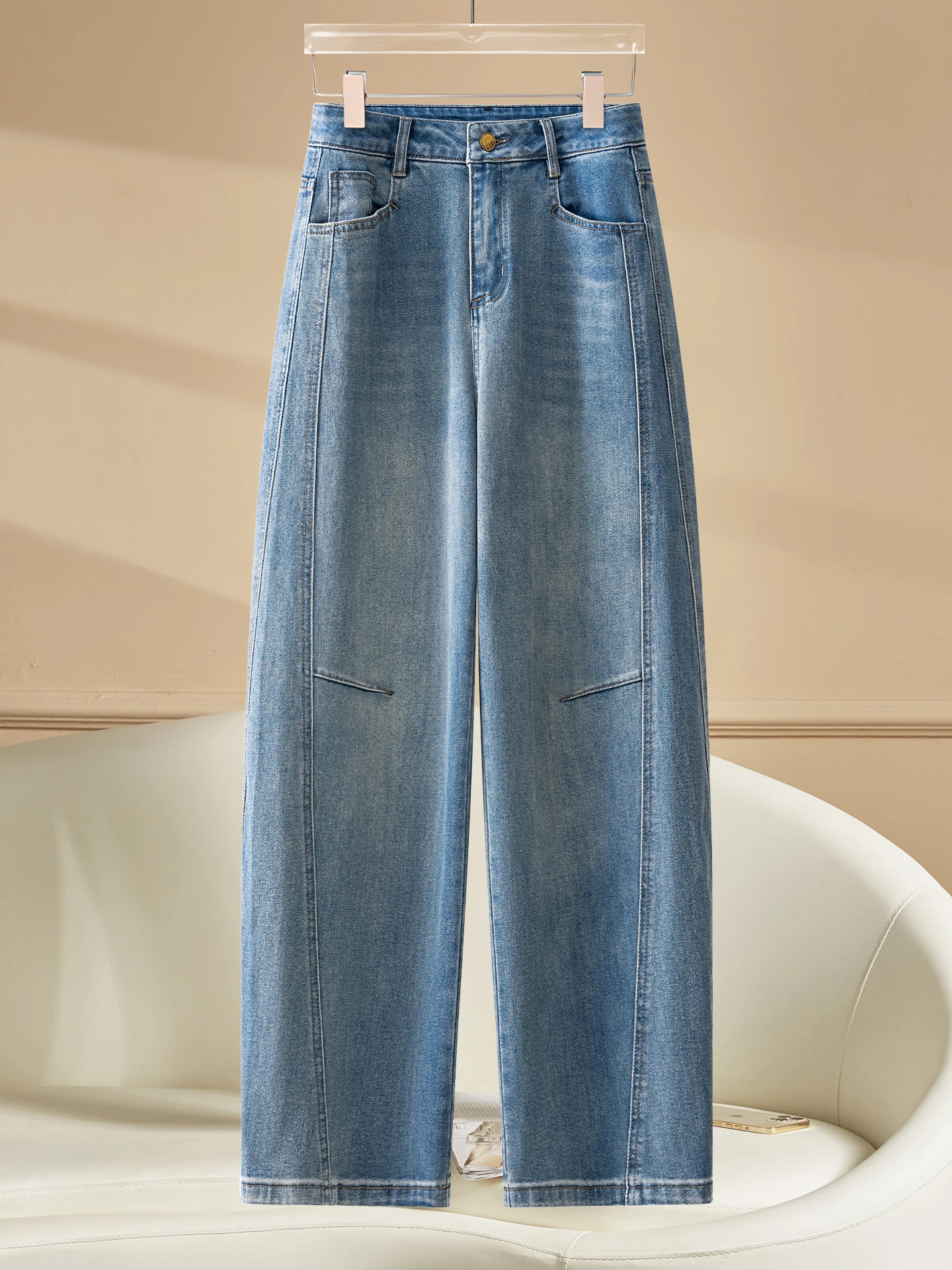 

High Waist Slim Fit Wide Leg Jeans Women's Spring Autumn 2026 New Style Bent Knife Loose Banana Pants Casual Comfortable