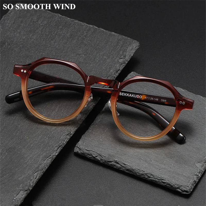 

Japanese Handmade Titanium Acetate Round Glasses Frame Men Women Optical Myopia Eyeglasses Spectacles Prescription Eyewear Gafas