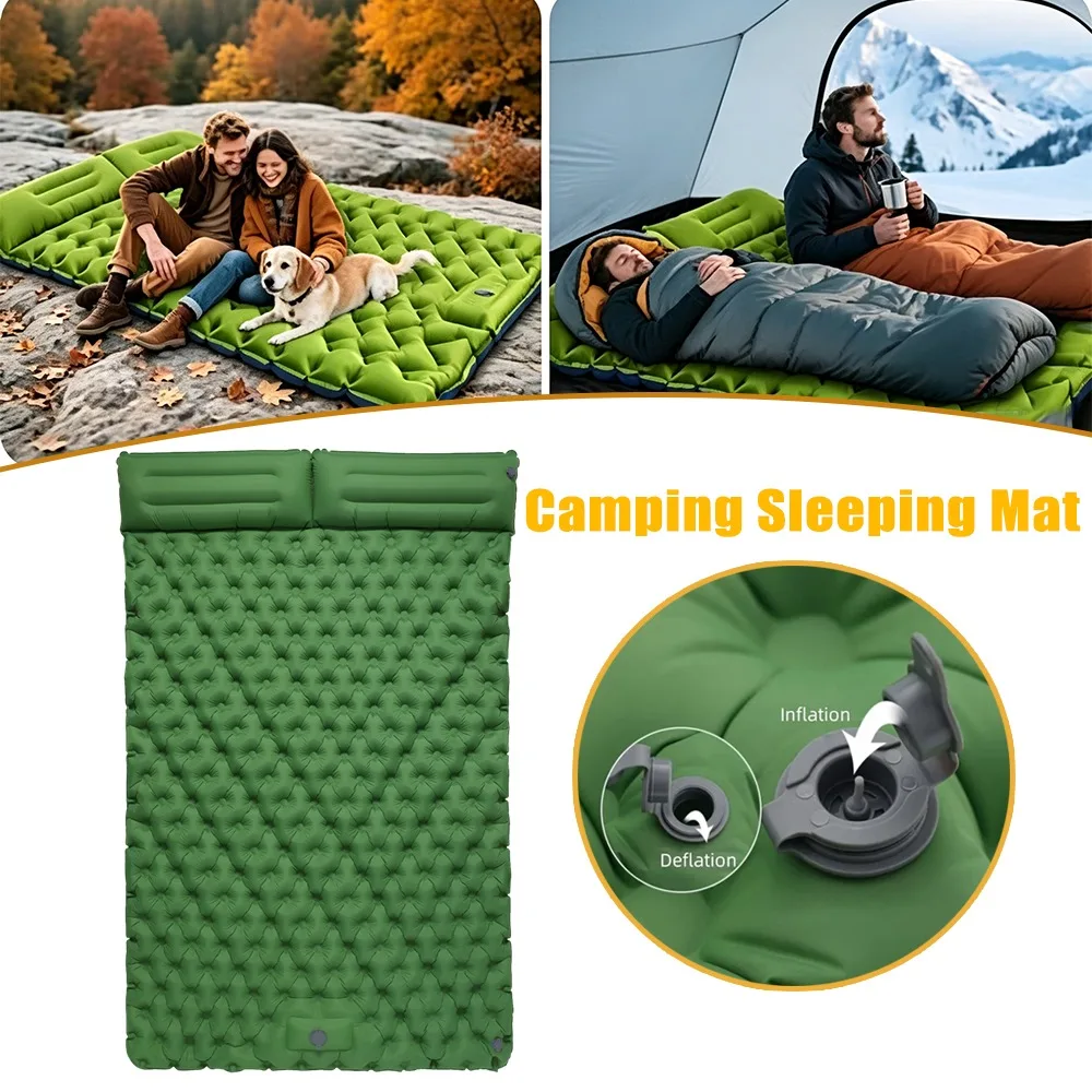 Self Inflating Camping Sleep Pad Foot Pump Air Mattress TPU with Pillow Portable Durable Outdoor Tent Sleeping Mat