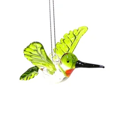 Handmade Murano Glass Hummingbird Figurine Pendant Cute Bird Animal Ornament for Window Outdoor Garden Hanging Decor Accessories