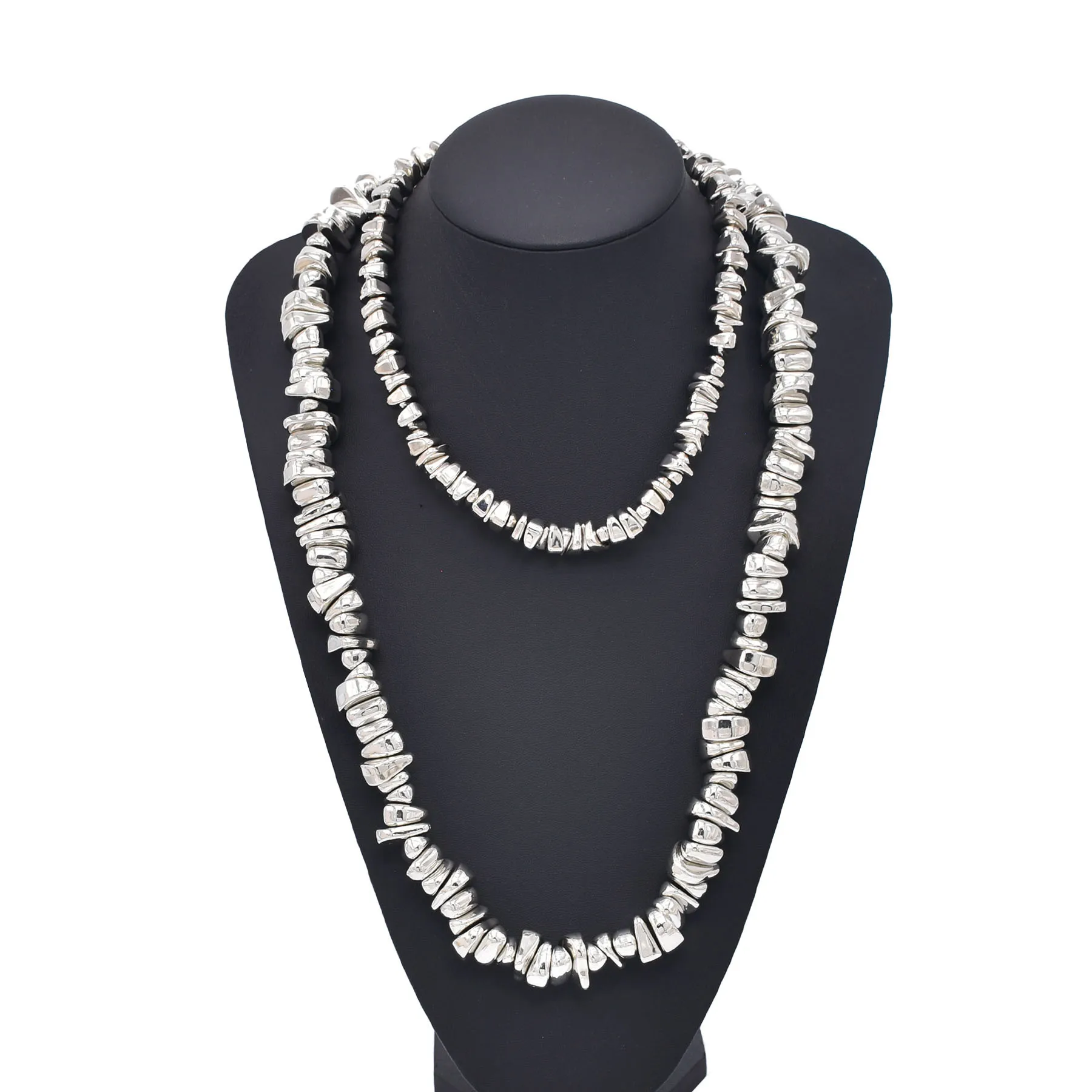 Exaggerated Bohemian Irregular Shape Stacked Necklace Bracelet Set Multi layer Handmade Beaded Clavicle Chain Jewelry Accessory