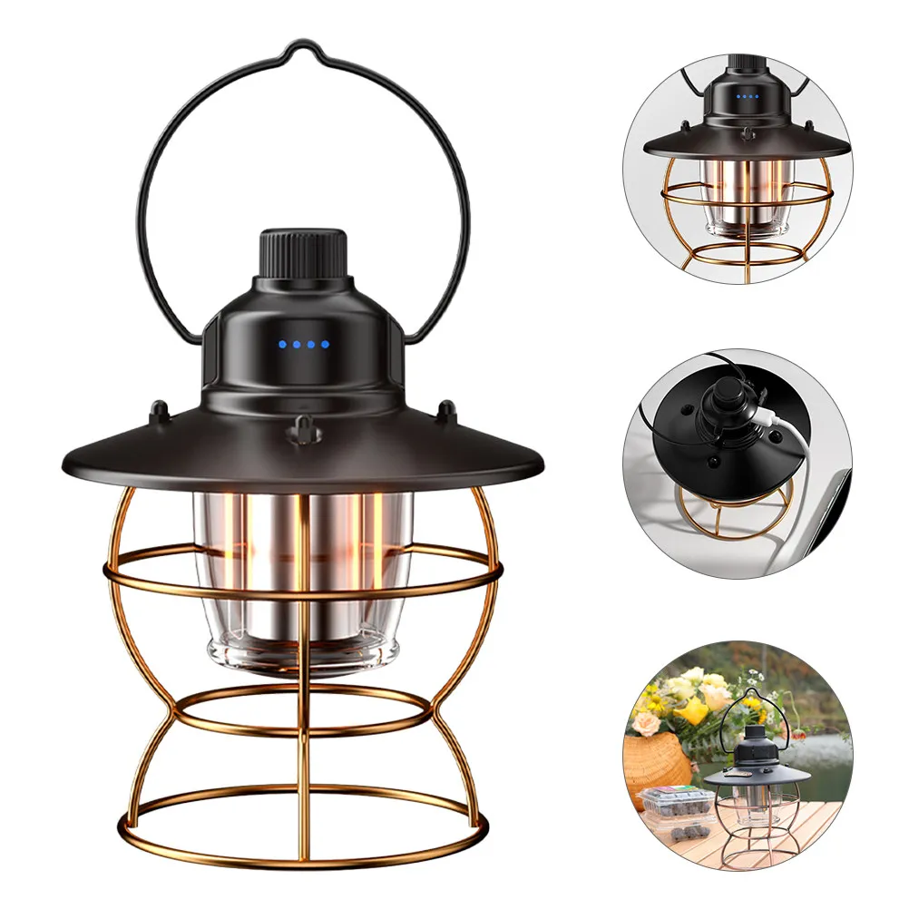 

Портативный винтажный светодиодный фонарь для кемпинга, перезаряжаемый USB-светильник, ручной уличный фонарь, аксессуар для кемпинга, винтажный светодиодный фонарь