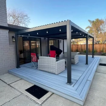 Nowoczesna, regulowana pergola z aluminiowymi żaluzjami, odporna na promieniowanie UV, stylowy zadaszenie chroniący przed słońcem do patio, basenu, na podwórko, do ogrodu.