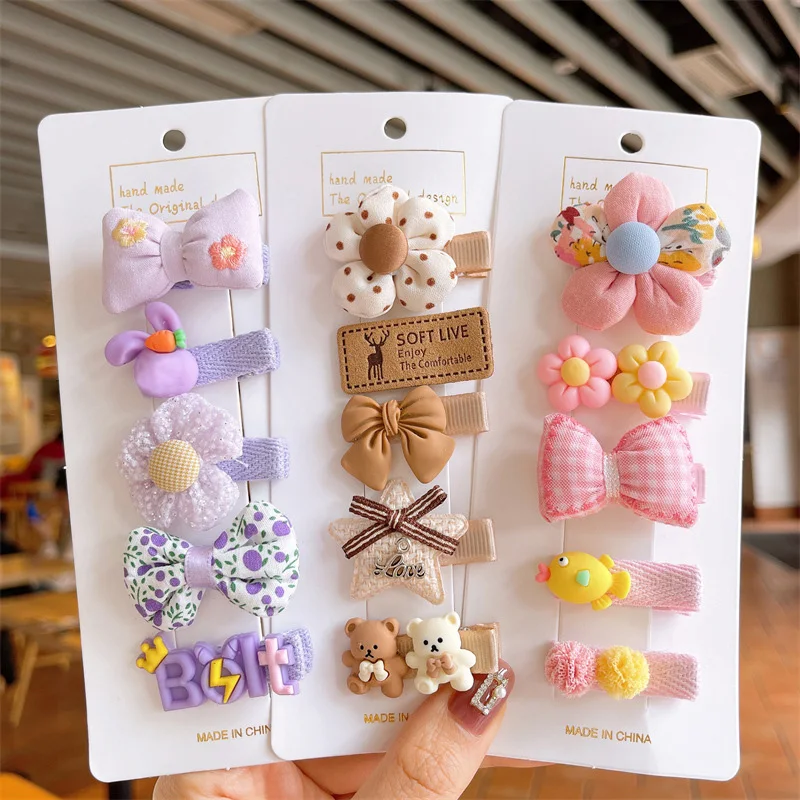 5Pcs Baby Hairpins Kids Girl Hair Accessories Cute Children Hair Clip for Girls Gift Flower Bows Kids Hairclip