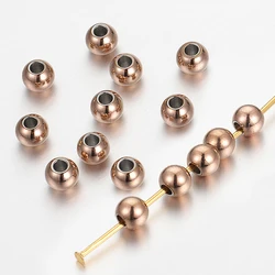 100pcs Stainless Steel Rose Gold Color Spacer Beads for Jewelry Making DIY Components Loose Beads Necklace Bracelet Accessories