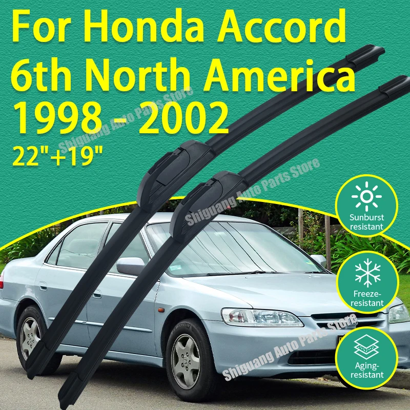 

Передние силиконовые щетки стеклоочистителя для Honda Accord 6-го поколения (Северная Америка) CF CL 1998-2002 гг. Аксессуары для автомобильных дворников и щеток стеклоочистителя.