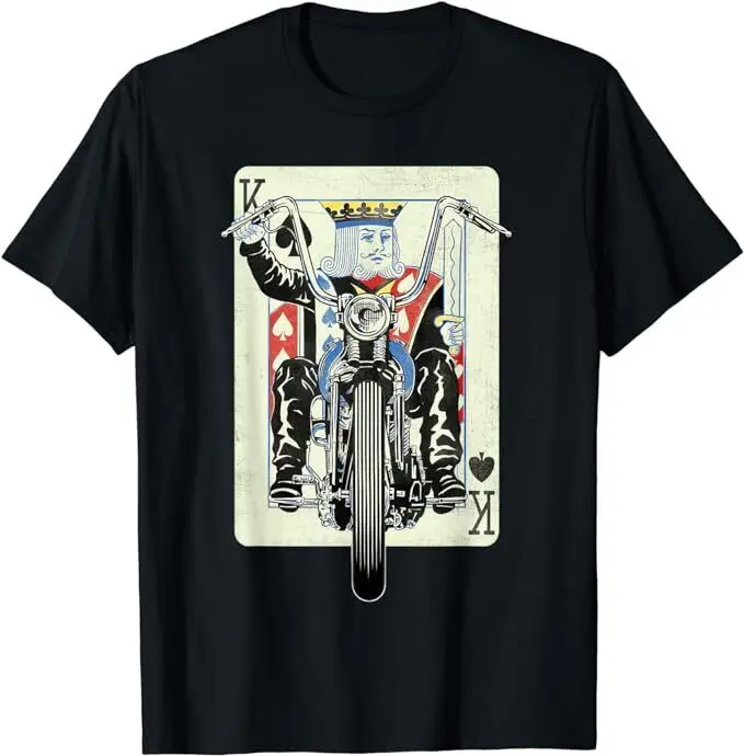 NEW LIMITED King Card Motorcycle Poker Black Jack Gambling Biker T-Shirt Fun Printed Clothing Y2K Summer