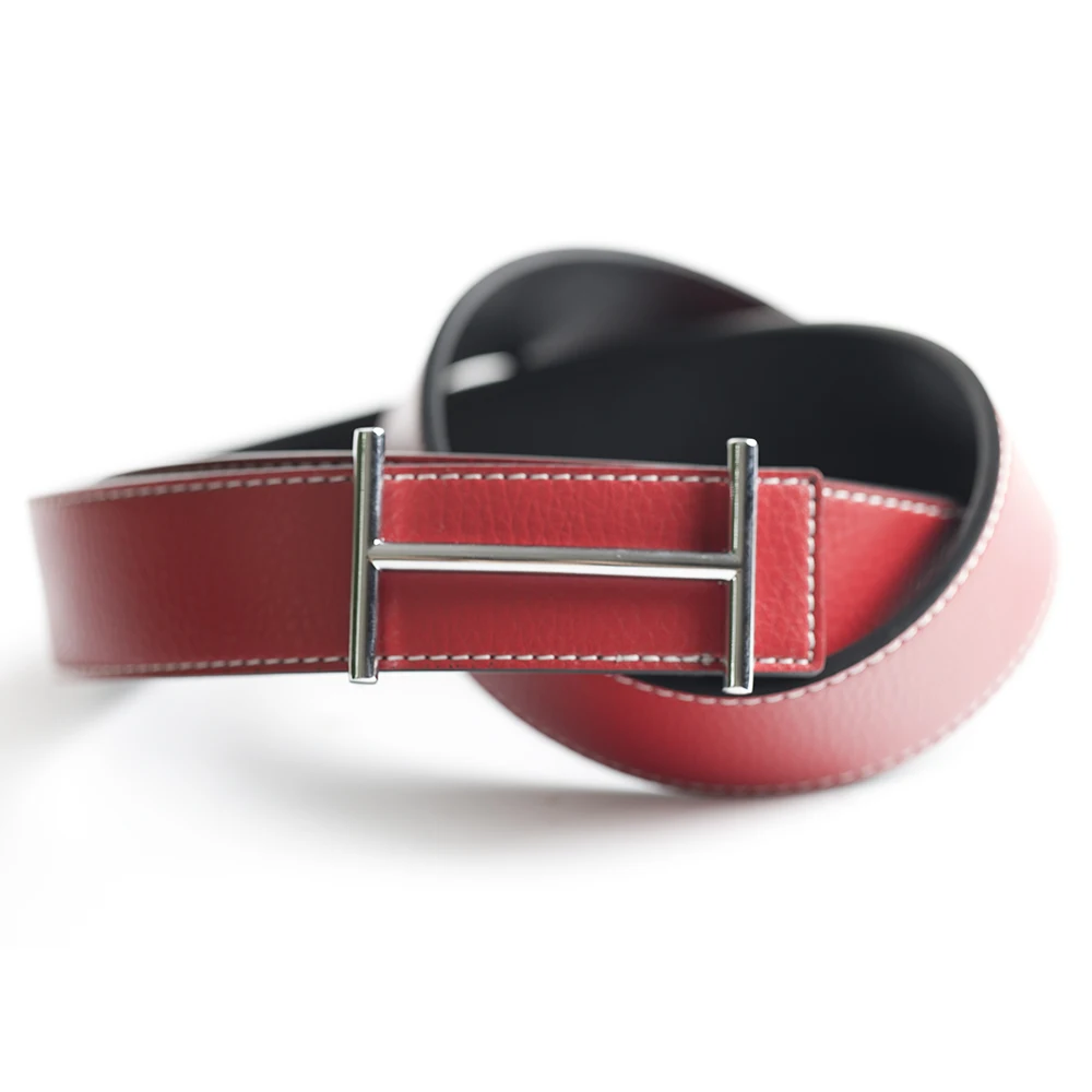 Top Luxury Designer Brand Cowhide Belt Men High Quality Women Genuine Real Leather Dress Cowhide Strap for Jeans Waistband Red