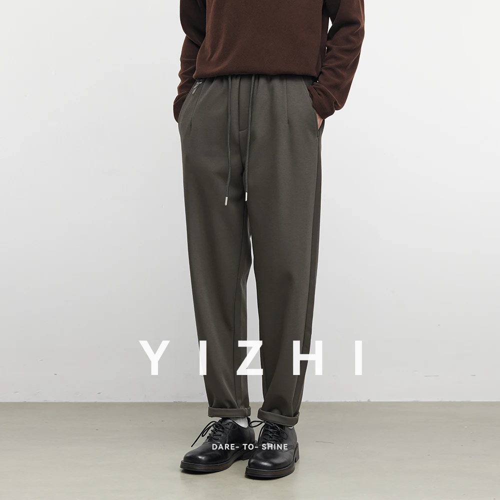 

Модные мужские зауженные повседневные брюки на флисовой подкладке, осень-зима 2022, новые мужские облегающие струящиеся брюки в деловом стиле