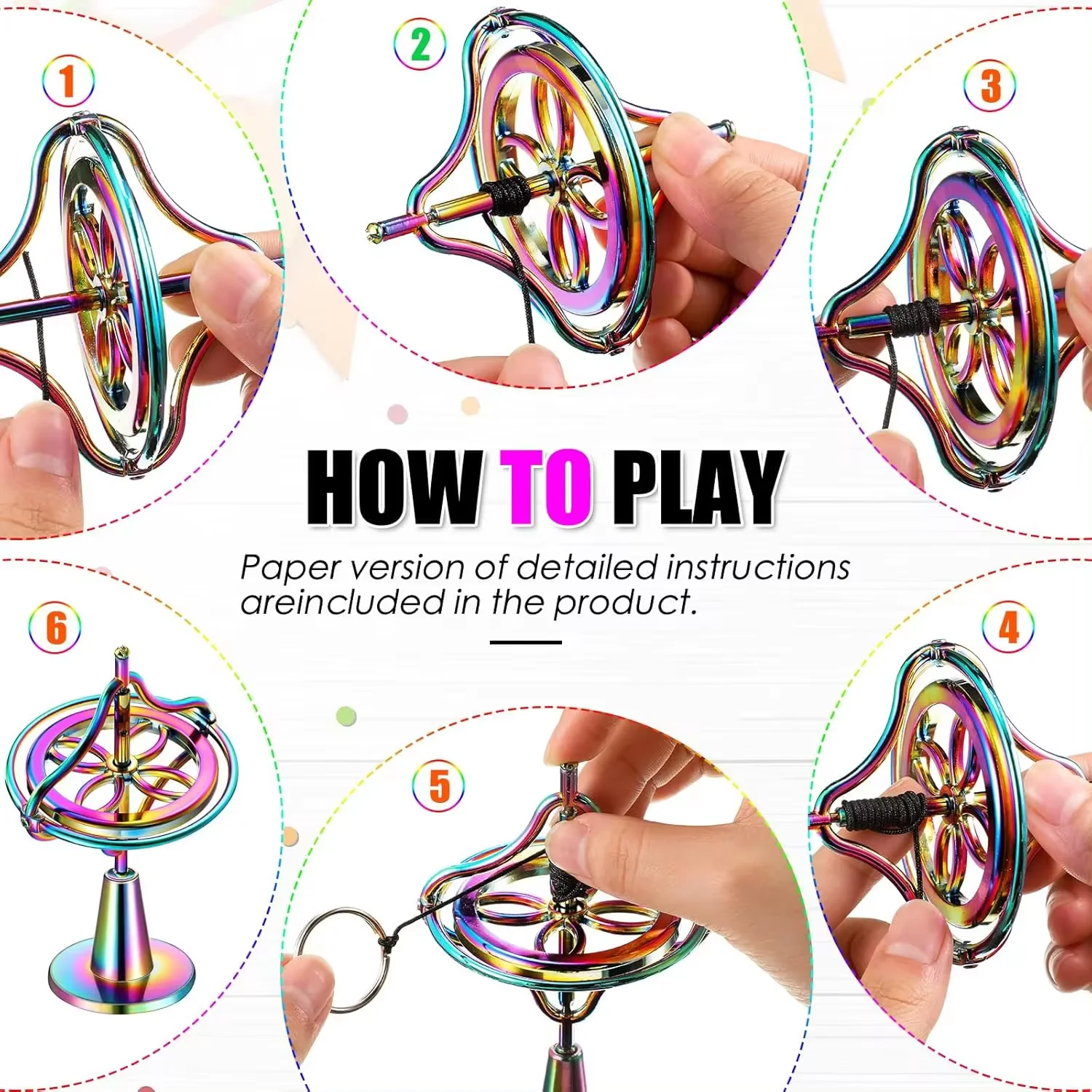 Mechanical gyroscope, metal anti gravity fingertip gyroscope toy, dazzling color decompression balance toy