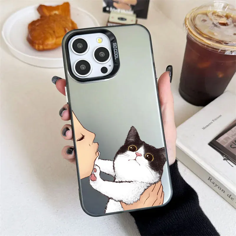 Cute Cat American short Shorthair kiss Coque For iPhone 16 Pro Case 14 11 13 15 Pro Max 12 Mini XS 7 8 16 Plus Phone Cases Cover image 5