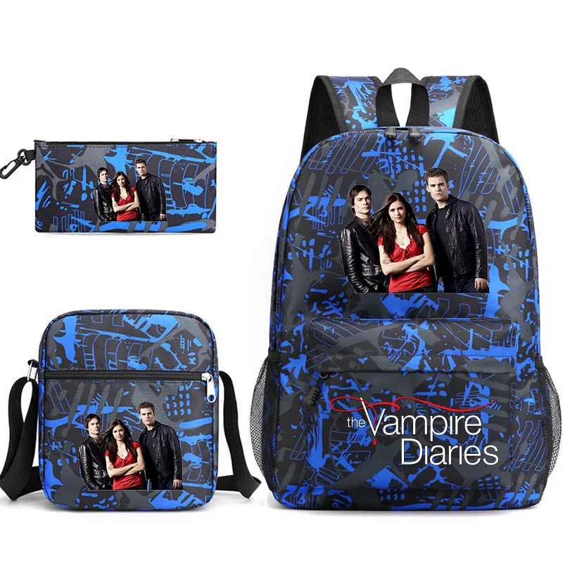 

3pcs The Vampire Diaries Backpacks Students Schoolbags Pencil Case Shoulder Bags Backpack Boys Girls School Bags