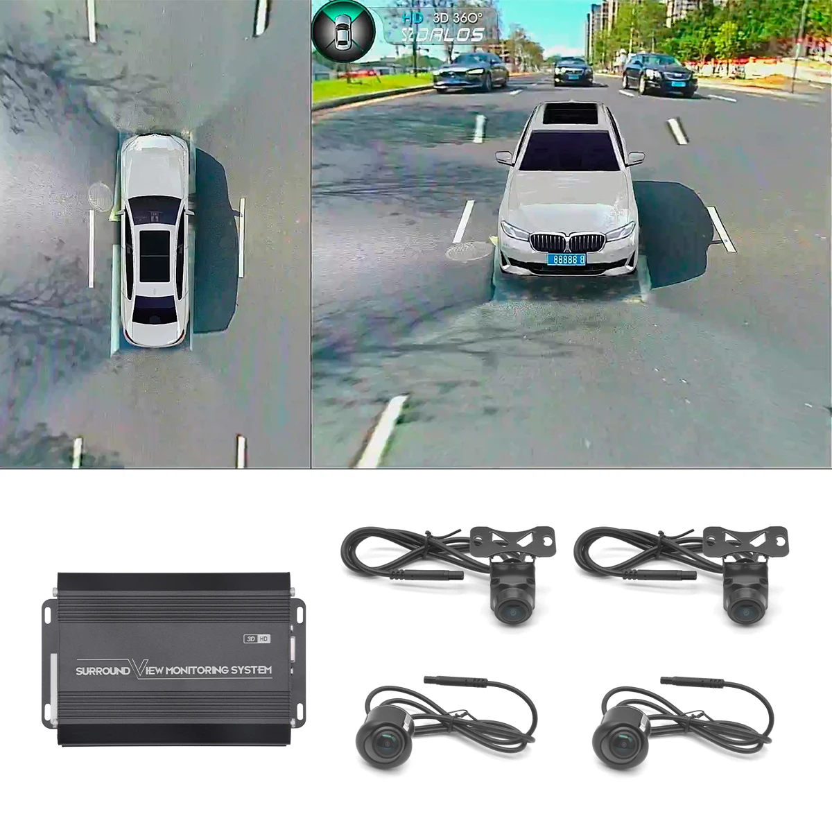 1080P Super 3D Panoramic 360 Degree Car Bird Eye Surround View Parking DVR System