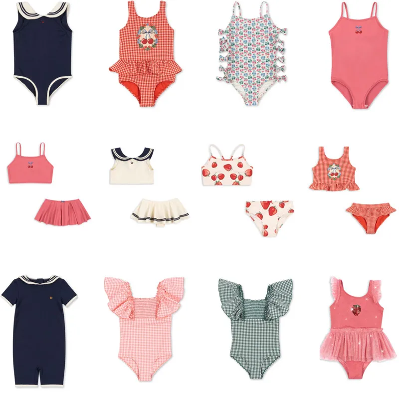 New Children's Swimsuit Set 2025 Summer KS Girl Cute Printed Swimsuit Children's Fashion Bikini Set