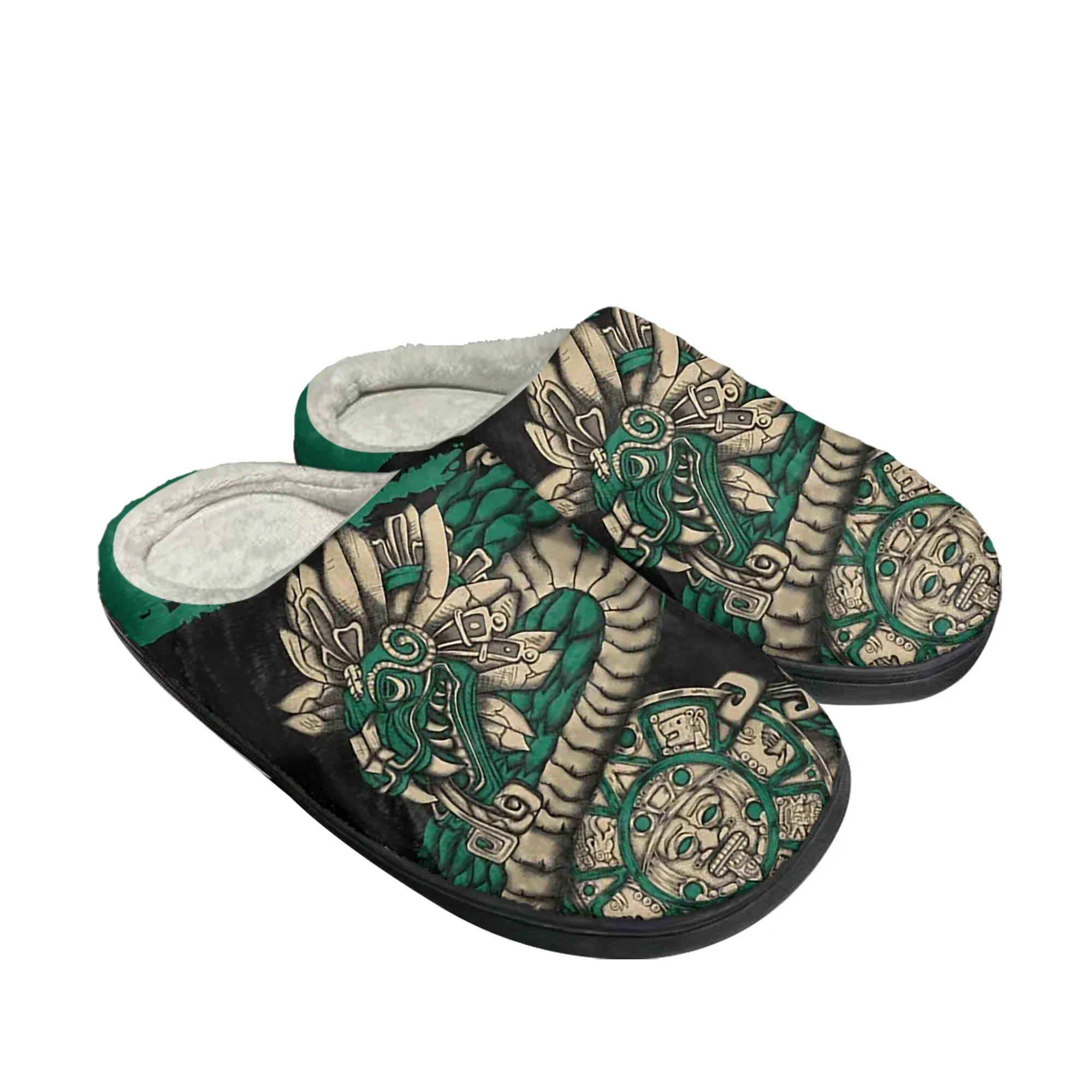 

Мексиканские ацтекские домашние хлопковые тапочки Quetzon для мужчин и женщин, плюшевые, для спальни, повседневные, теплые, термостойкие, для дома, на заказ