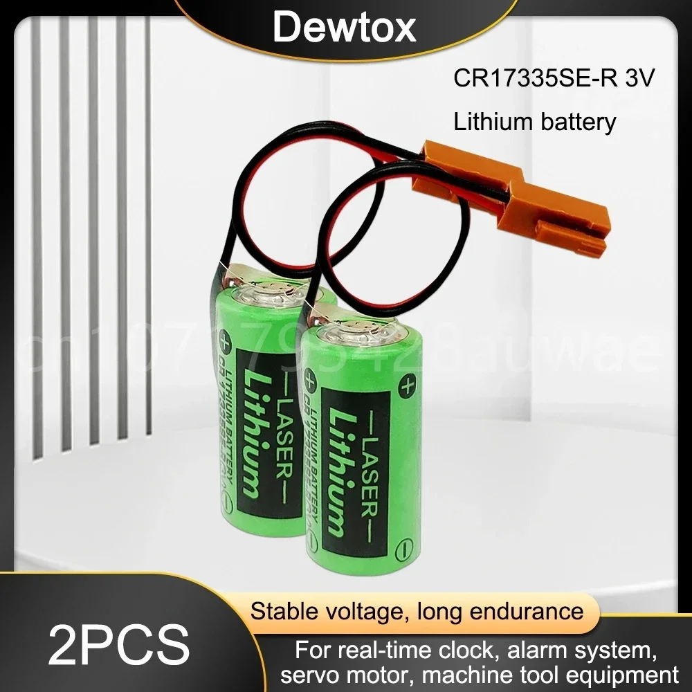 2 uds 3V CR17335SE-R CR2/3A 1800mAh baterías de iones de litio para PLC Servo CNC CR17335 baterías con enchufe
