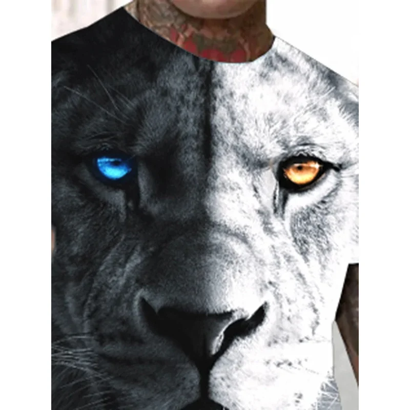 New Lion King Pattern Men\'s T-shirt Set 3D Printed Summer Animal Clothing Short Sleeves and Shorts 1 Set Quantity Casual Fashion