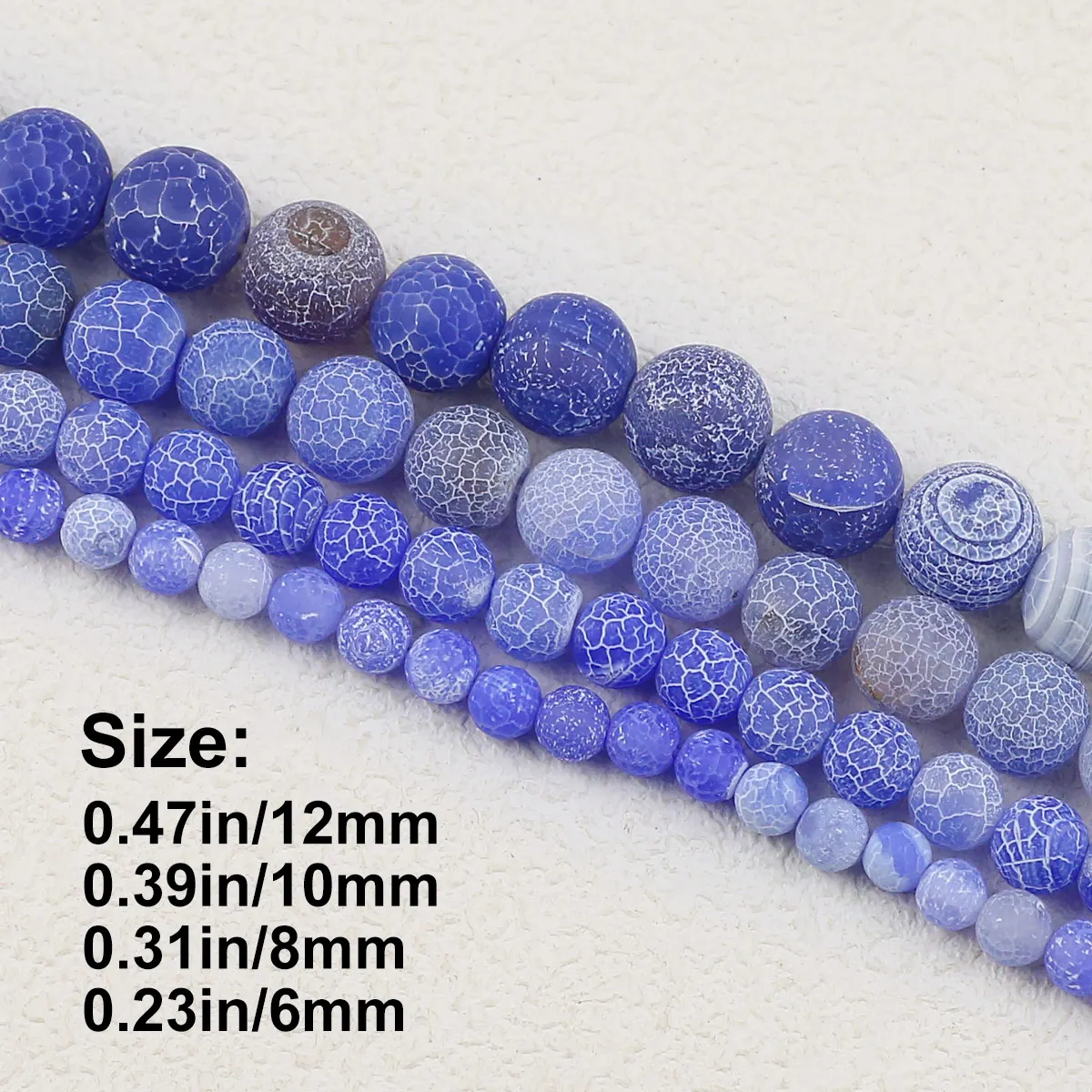 6/8/10mm Natural Light Blue Weathered Agate Round Beads Frosted Stone Loose Beads for DIY Necklace Bracelet Jewelry Making