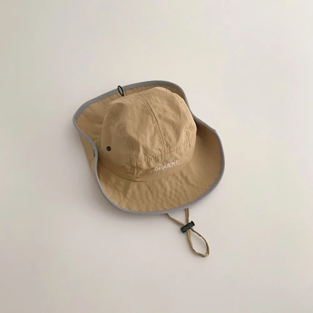 

Cute Summer Baby Bucket Hat Korean Letter UV Protection Children Sunhat Outdoor Quick-dry Fisherman Hat 2-8 Years
