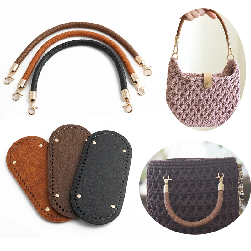 

Дно для сумки ручной работы из искусственной кожи с кожаным плечевым ремнем для вязаных сумок, аксессуары для DIY-сумок, аксессуары для сумок, связанных крючком.