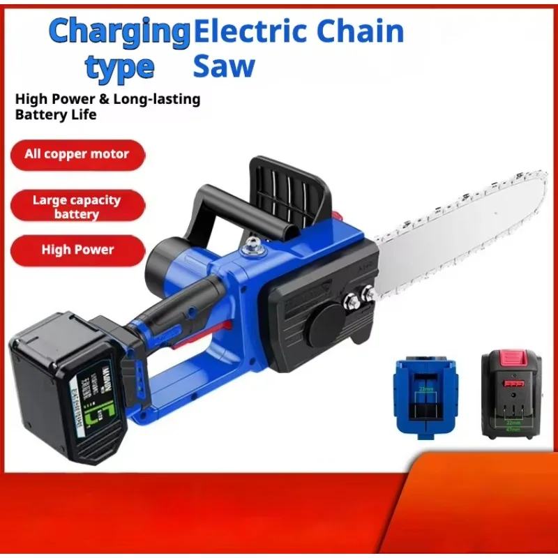 21V Electric Chainsaw Wood Reach High-Power 12'' Mini One-Hand Electric Chain Saw with Outdoor Lithium Battery