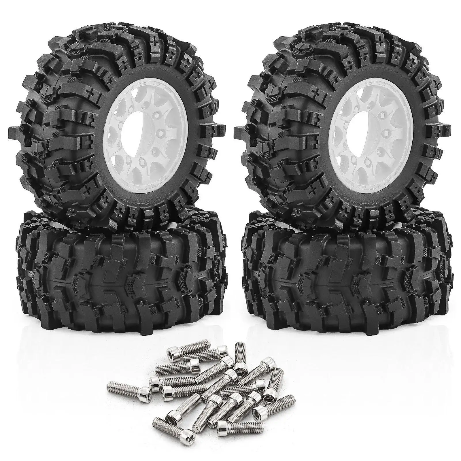 

RC Wheels Tires Spare 12mm, 14mm, 17mm Adapter Included 4Pcs for 1/10 Slash