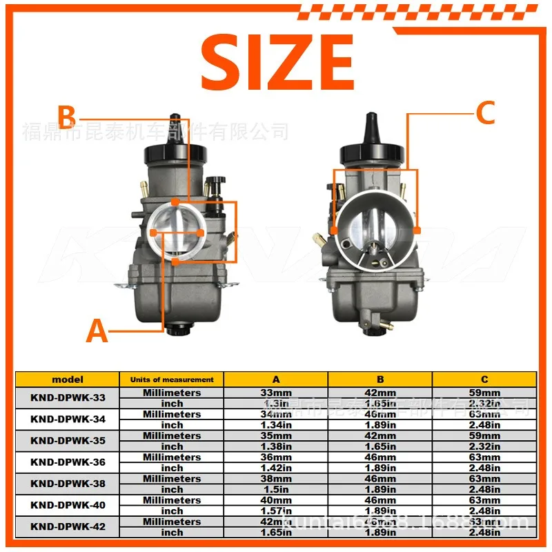 Suitable for 4T Engine 33 35 34 36 38 40 42mm Jingbin PWK Carburetor, Used for Off-road Motorcycles and Powerful Scooters