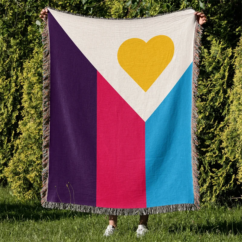Aertemisi Tricolor Polyamory Pride Flag LGBT Rainbow Jacquard Fringed Woven Throw Blanket