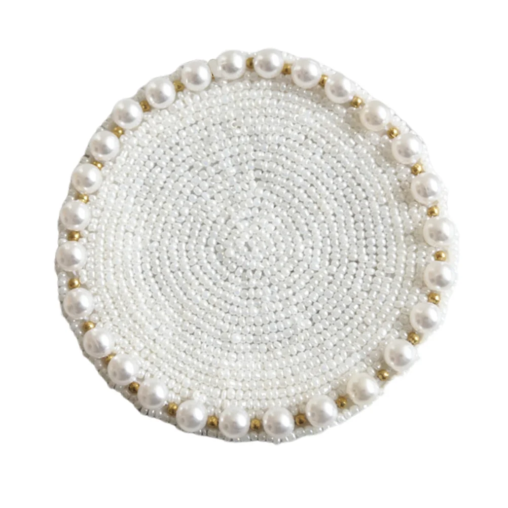 

Pearl Cup Coaster Handmade Beads Tableware Mat Heat Resistant Placemat For Table Protection Cup Accessories