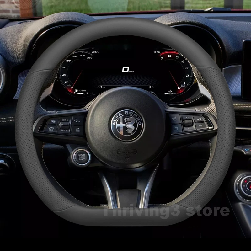 

Leather Car Steering Wheel Cover For Alfa Romeo Tonale 2019-2025 Covers For Covers Auto interior Alfa Romeo Tonale Accessories