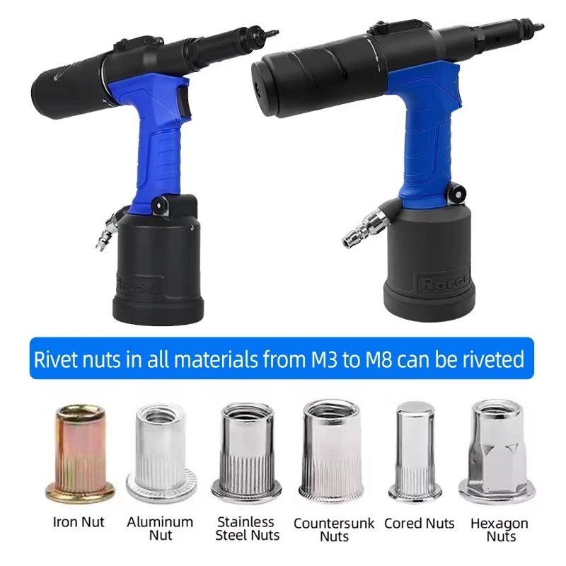 Portable Automatic Rivet Tool RL-5308 Industrial Grade Pneumatic Riveting Gun M3-M8 Range Steel/Iron/Aluminum