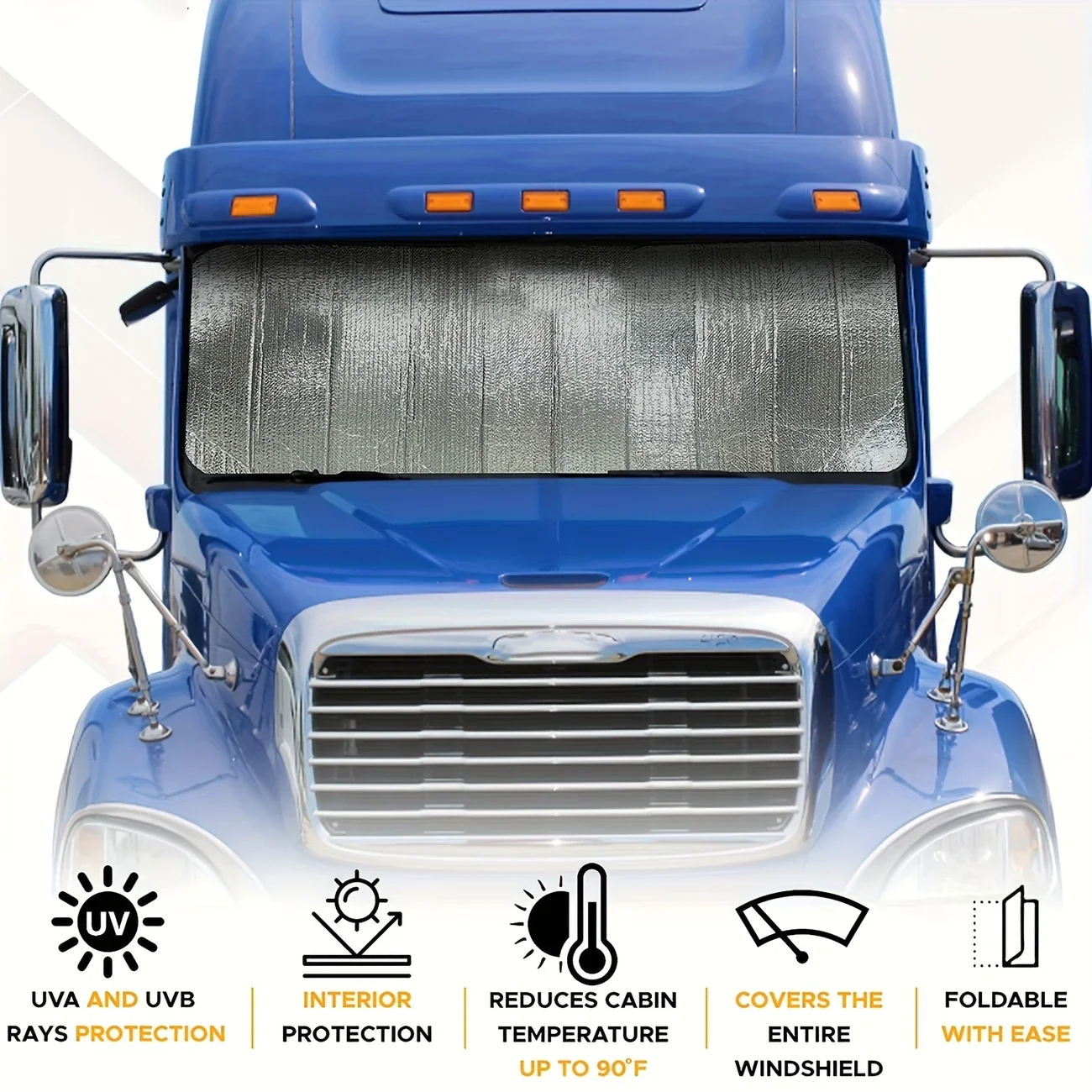 Car Window Sunshades Truck Windscreen Foldable Windshield 80X220cm Aluminum Sun Shade Anti-UV Thickened Sun Shade Cover Trucks