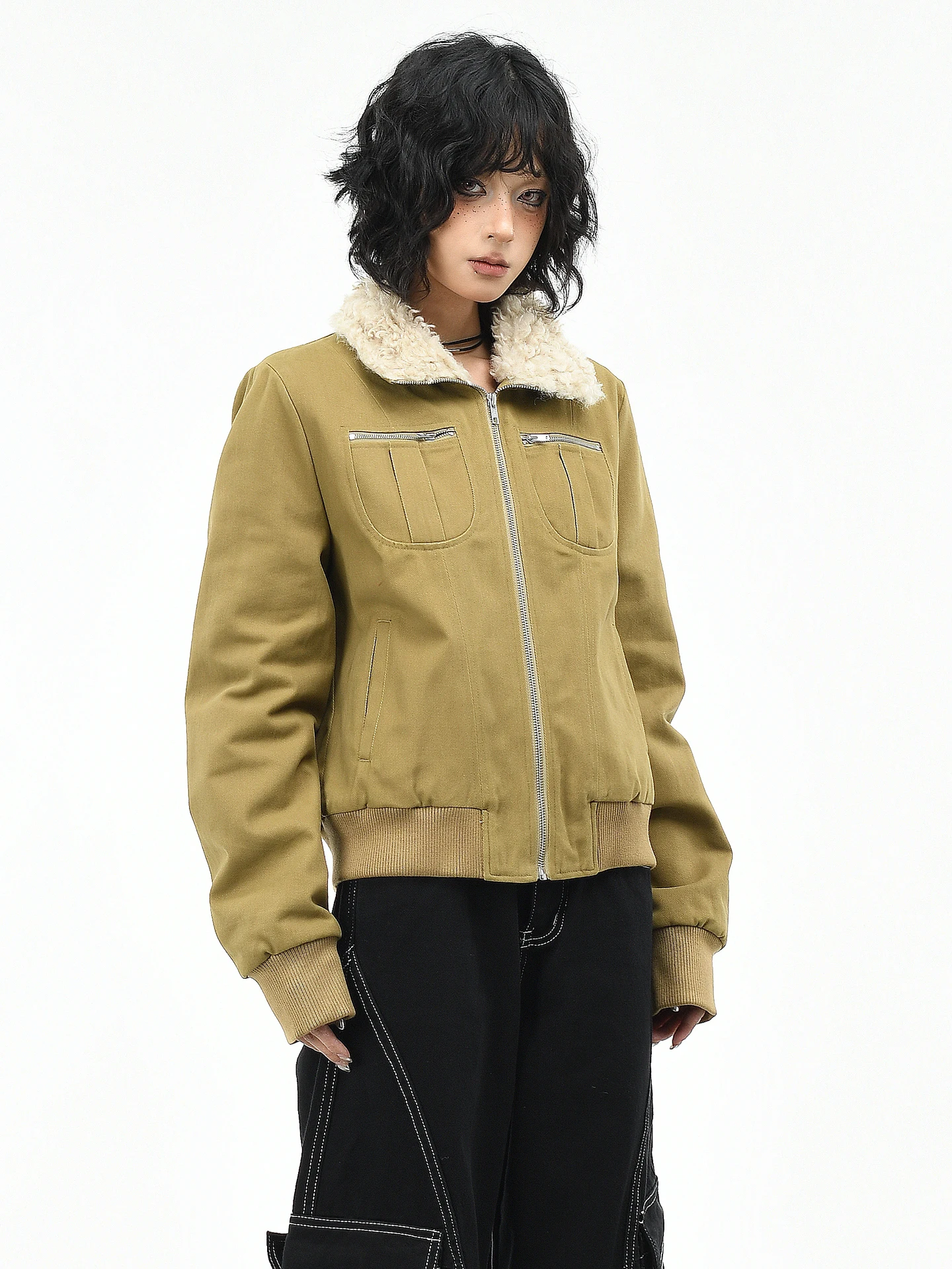 

Оригинальное американское ретро-пальто с воротником из овечьей шерсти, утепленное, женское, зимнее, приталенное, из хлопка