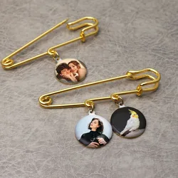 Custom Any Photo Brooch Photo Parrot Photo Charm DIY Pin Photo Frame Pins with Pendant Pet Memorial Gift Personalized Photo Gift