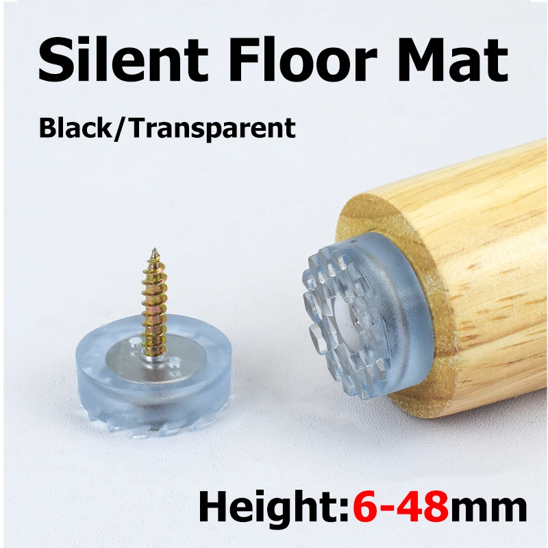 4/20pcs Transparent Black Furniture Chair Table Feet Leg Bottom Soft Shockproof Skid Glide Wooden Floor Protector Screw Int