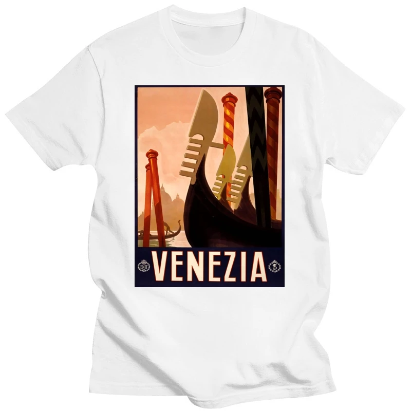 Venezia Vintage Travel Poster Shirt! Quality T Shirts Men Printing Short Sleeve O Neck Tshirt