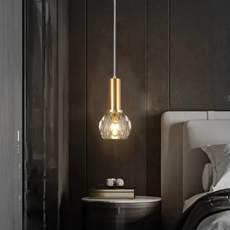 Light Luxury Crystal Pendant Light Modern Single Head Hanging Ceiling Lamp for Dining Room Bedroom Bar Living Room Decor