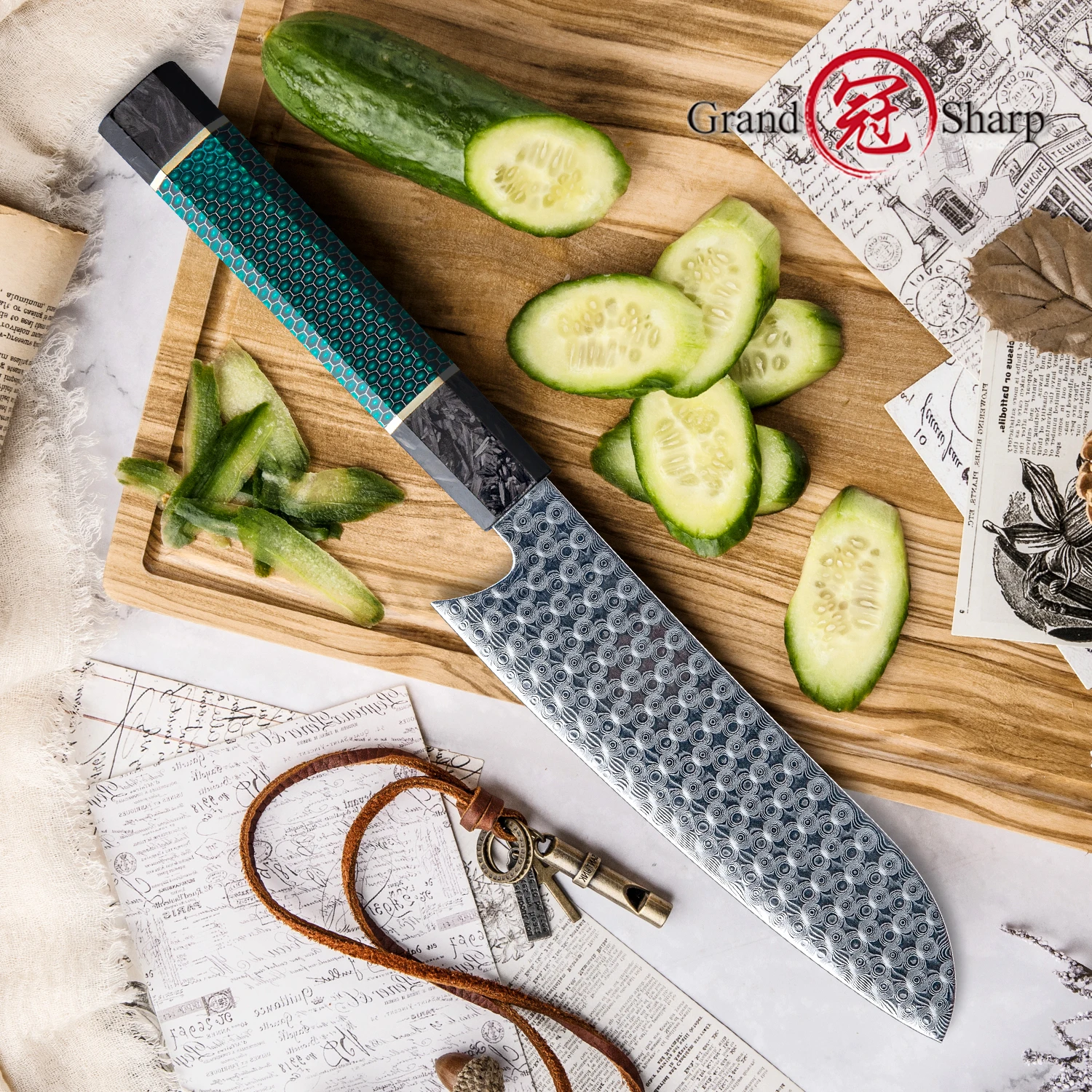 

Handmade Chef Knife 110 Layers Damascus Steel Japanese Santoku Kitchen Knives Art Honeycomb Handle Professional Cooking Tools