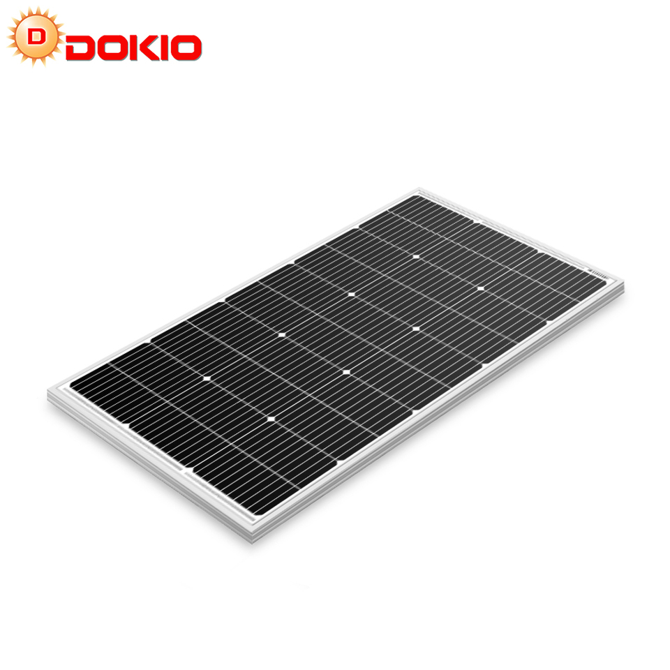 DOKIO 100W Solar Panel 18V Rigid Photovoltaic Waterproof Monocrystalline Cell Panels Charging 12V Camping/Home/RV